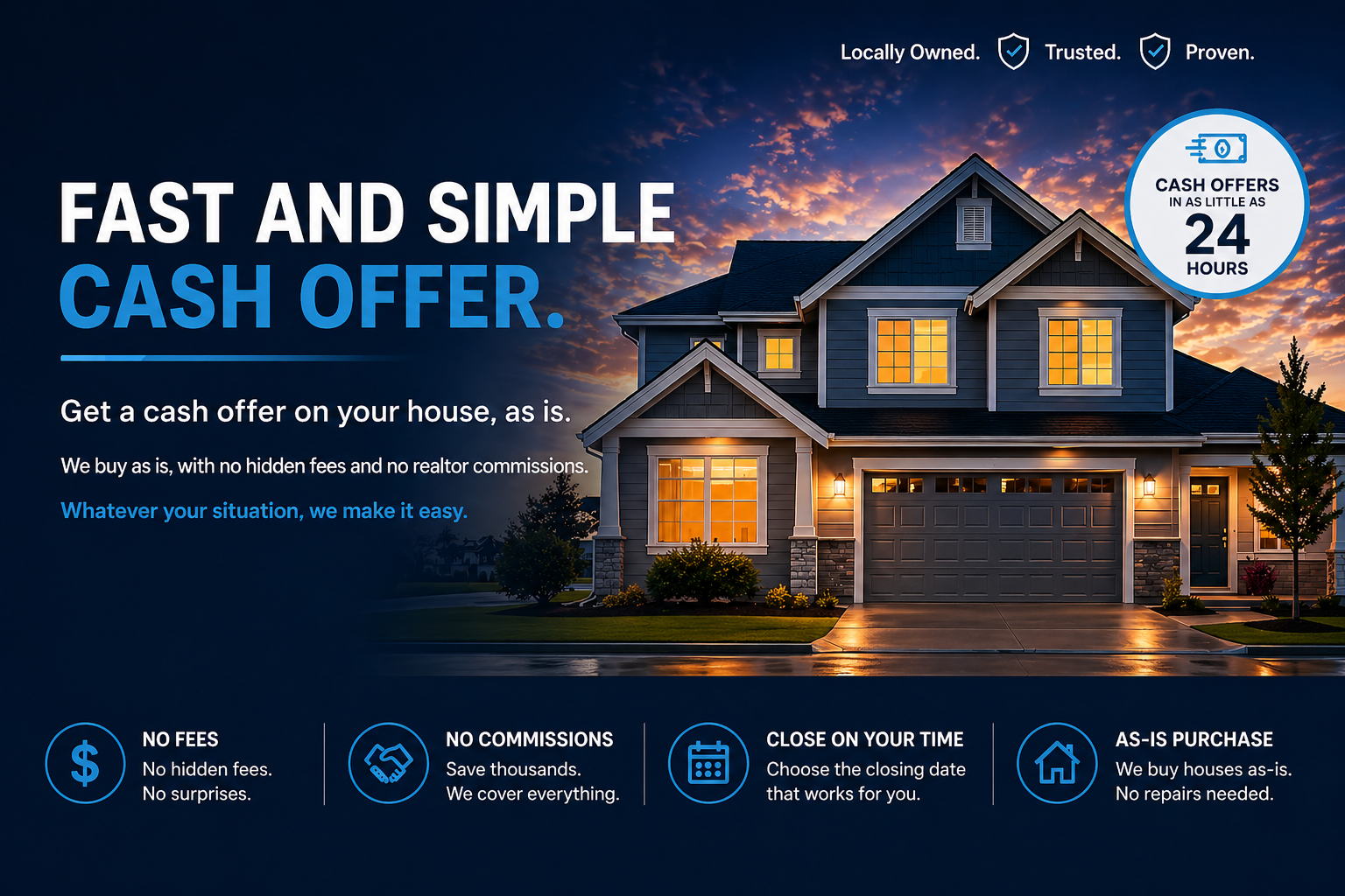 Cash home buyer offering fast, as-is property purchase with flexible closing timeline